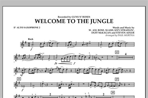 Welcome To The Jungle Eb Alto Saxophone 2 By Paul Murtha Sheet Music