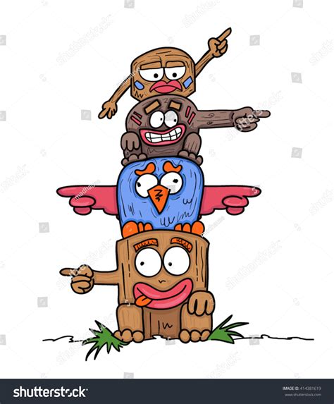 Vector Cartoon Totem Pole Illustration 414381619 Shutterstock