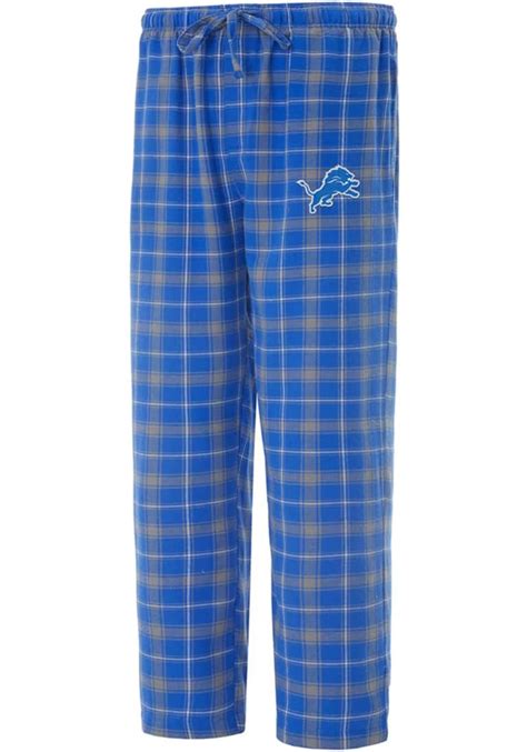 Detroit Lions Mens Ledger Blue Flannel Pajama Pants Detroit Game Gear