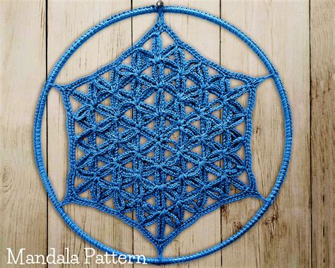 Pattern Crochet 12 Flower Of Life Mandaladreamcatcher Etsy