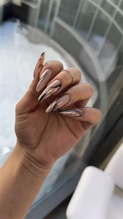 Long Almond Nude Nail Design Video Nail Art Long Nails Nude Nails