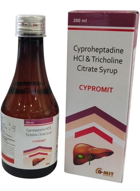 Cypromit Cyproheptadine HCL And Tricholine Citrate Syrup Packaging