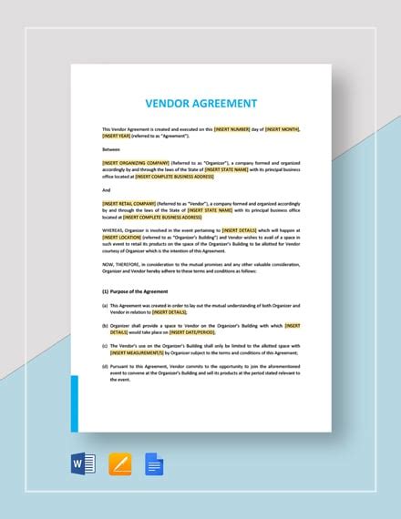 Vendor Rebate Agreement Template Hq Printable Documents