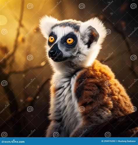 White Fronted Lemur, Eulemur Albifrons, Watching the Photographer, Nosy