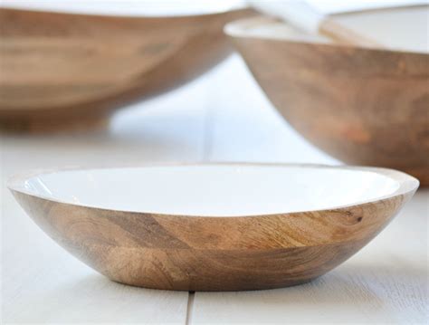 Mango Wood Enamel Shallow Bowls At Homenature Stores