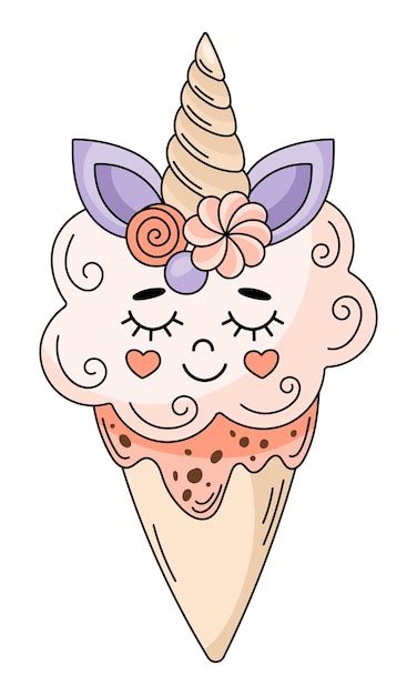 Lindo Unicornio Helado Car Cter Clipart Ilustraci N De Vector De Cono