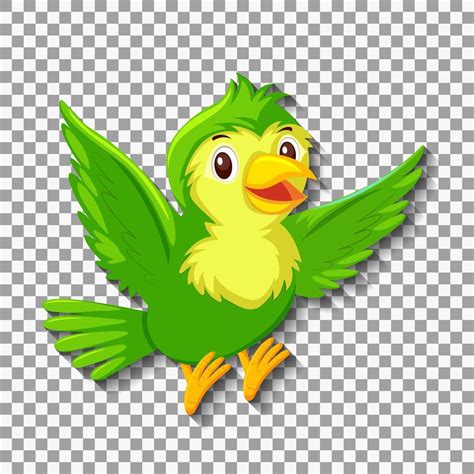 Cute green bird cartoon character 1592084 Vector Art at Vecteezy