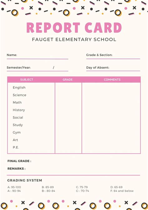 Free Custom Printable High School Report Card Templates Canva In Summer