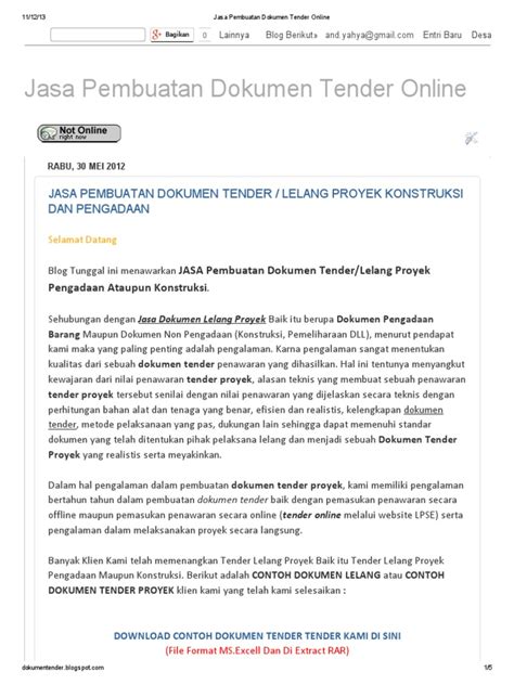 Contoh Tender Proyek 52 Koleksi Gambar