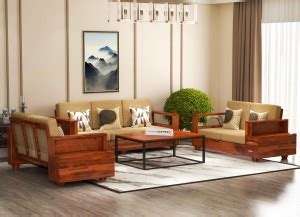 Saamenia Furnitures Solid Sheesham Wood Seven Seater Sofa Set With