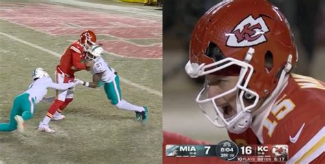 Patrick Mahomes' Helmet Shatters After Taking Hit From Dolphins ...