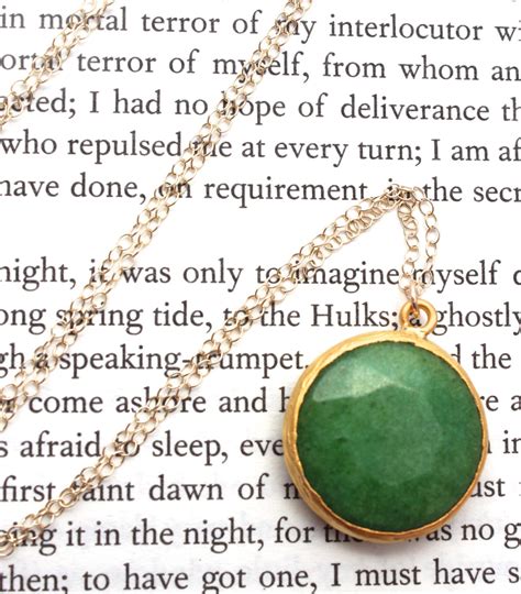 Long Green Jade Pendant Gold Necklace