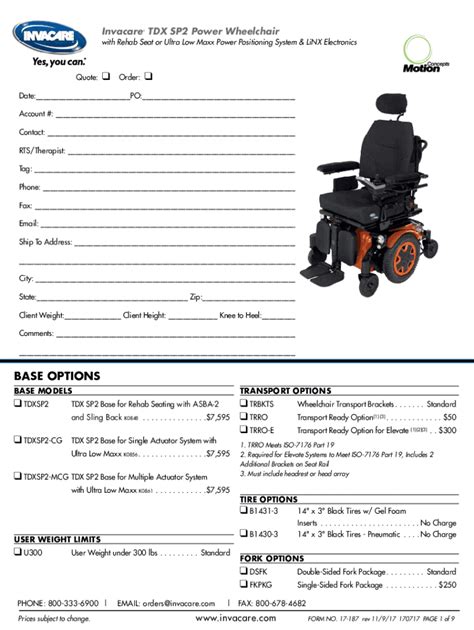 Fillable Online Trd0433 Rev B Invacare Tdx Sp2 Hd Dd Fax Email Print Pdffiller