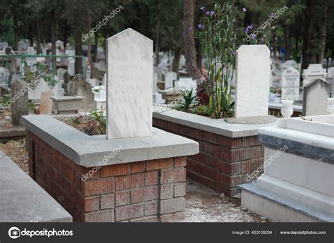 Muslim graveyard background. Muslim cemetery. Turkey, Europe. Stock ...