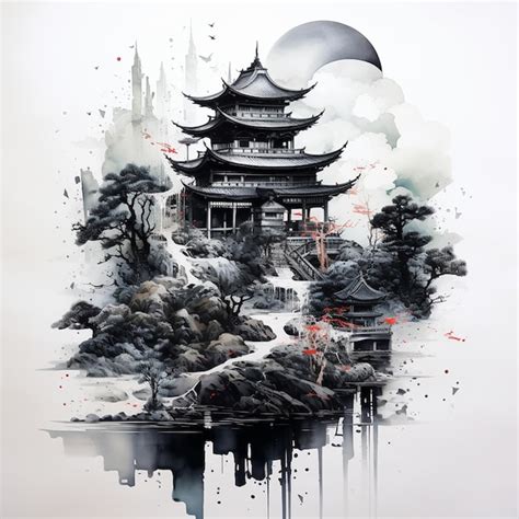 A Pintura Da Vigia Noturna Colagem Japonesa Pintura Da Lua Pinturas