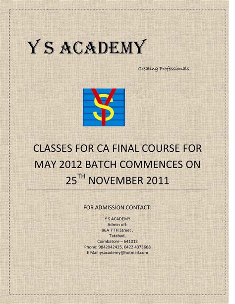 YS Academy: 2011