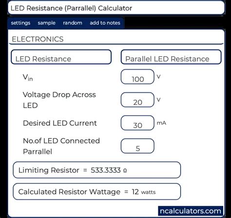 LED Resistance (Parrallel) Calculator