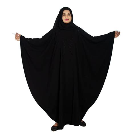 Burqa Plain Modest City Black Crepe Islamic Farasha Size Free Size At