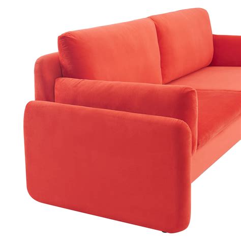 Clapham 3 Seater Flaming Orange Velvet Fabric Sofa