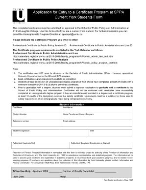 Fillable Online Sppa Laps Yorku Sppa Certifcate Application Form For