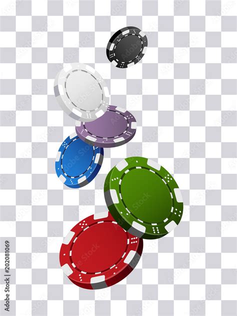 Colorful casino chips falling on transparent background Stock Vector | Adobe Stock