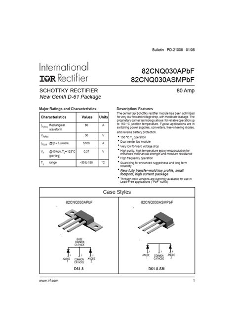 82CNQ030 Datasheet SCHOTTKY RECTIFIER