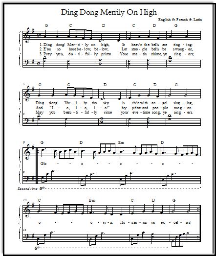 Ding Dong Merrily On High Free For Piano And Voice Christmas Sheet Music Sheet Music Piano