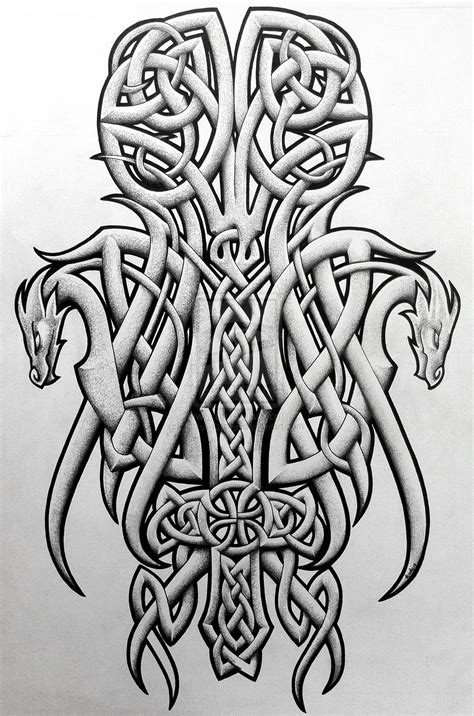 Celtic Dragons And Cross By Tattoo Design On Deviantart Celtic