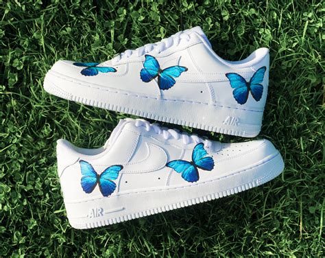 Nike Af1 Air Force 1 Custom Blue Butterfly All Etsy