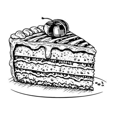 Piece Of Cake Hand Drawn Sketch On White Background Stock Vector