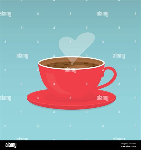 Hot Coffee Cup With Heart Shaped Steam Vector Illustration Stock Vector Image Art Alamy