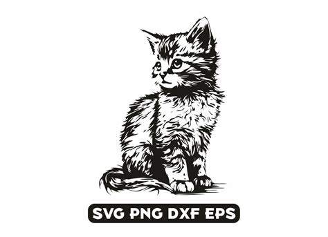 Cute Cat Svg, Kitten Svg, Small Cat Silhouette, Vector Kitten Clipart ...