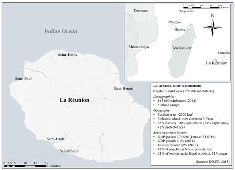 Location of Reunion Island (La Réunion) and basic environmental and ...