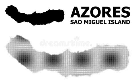 Vector Halftone Mosaic And Solid Map Of Sao Miguel Island Stock Vector