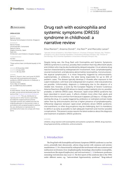 Pdf Drug Rash With Eosinophilia And Systemic Symptoms Dress