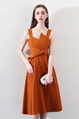 Fashion Brown Knee Length Party Dress With Wrap 68 9832 HTX86005