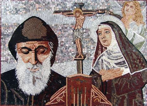 Saint Charbel And Rita Icon Mosaic Religious Mozaico