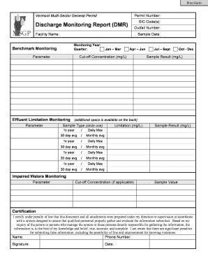 Discharge Monitoring Report Form Pdf 192 Kb Watershed Fill