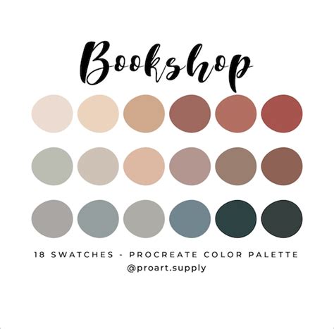 Bookshop Procreate Color Palette Hex Codes Brown Blue Etsy