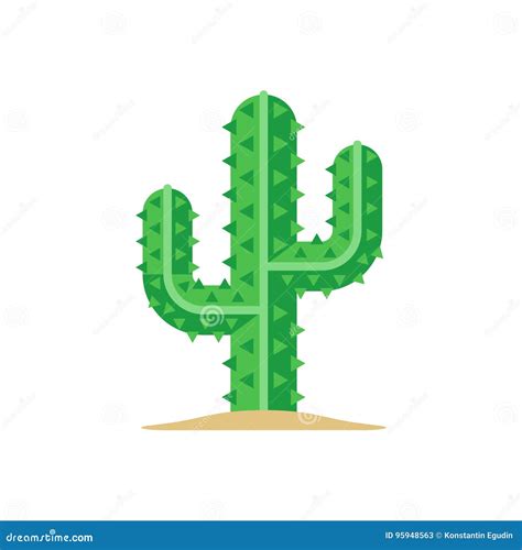 Green Mexican Saguaro Cactus Stock Vector Illustration Of Exotic