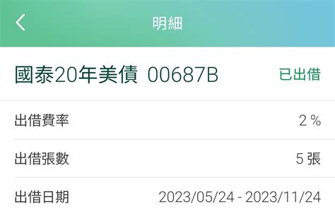 00687b 國泰20年美債 國泰掛2，終於借出，前天掛3｜cmoney 股市爆料同學會