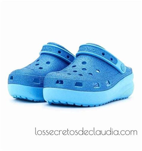 Zuecos Crocs Classic Platform Azul Turquesa Efecto Glitter Los