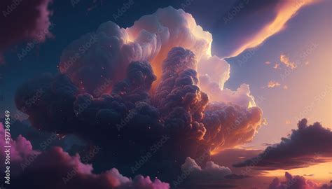 Very beautiful, stylized wallpaper of a big and colorful cloud at ...