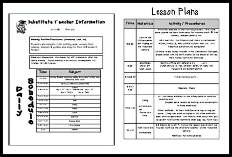 Substitute Teacher Lesson Plans Blank Forms Free Printable Printable