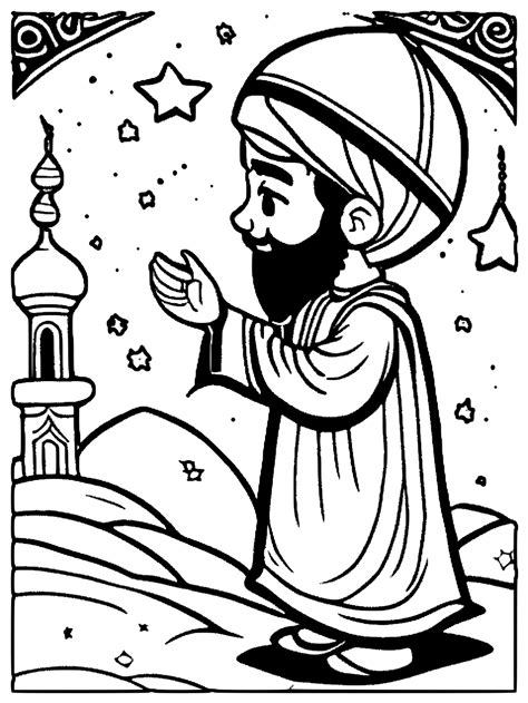 Prophet Muhammad Coloring Page Creative Fabrica