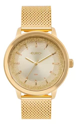 Rel Gio Euro Feminino Anal Gico Dourado Glitter Mercadolivre