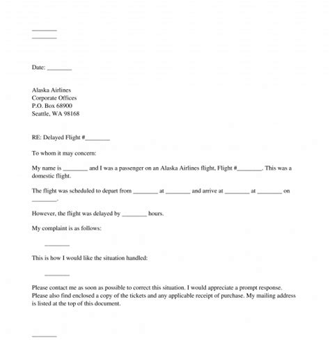 Sample Complaint Letter To Airline For Delayed Flight Sample