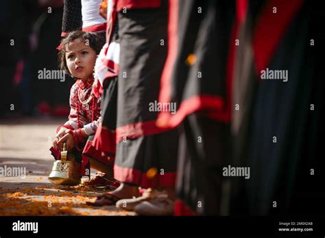 Kathmandu Nepal Th Dec A Girl From The Newar Community