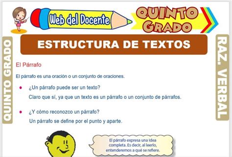 Estructura Del Texto Para Quinto Grado De Primaria Actividades