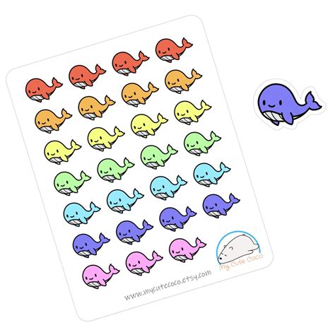 Humpback Whale Stickers Sea Creature Stickers For Planner Etsy